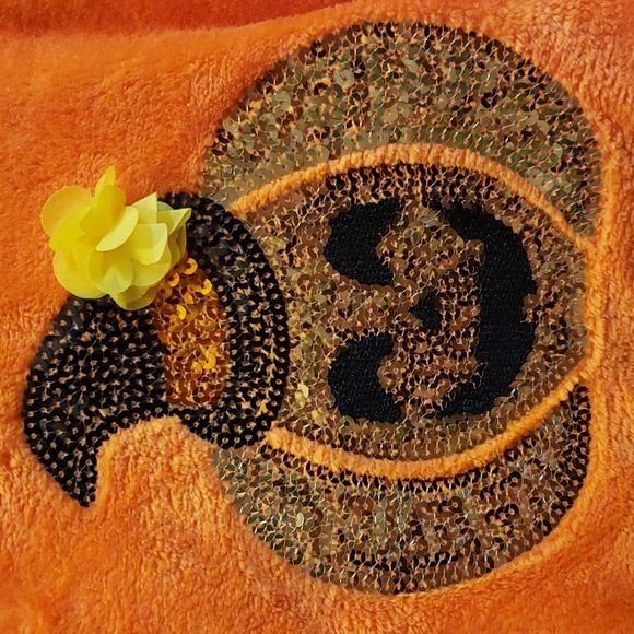 Kensie Girl 3-piece Plush Orange Top with Pumpkin Print Leggings and Headband - Picture 2 of 9